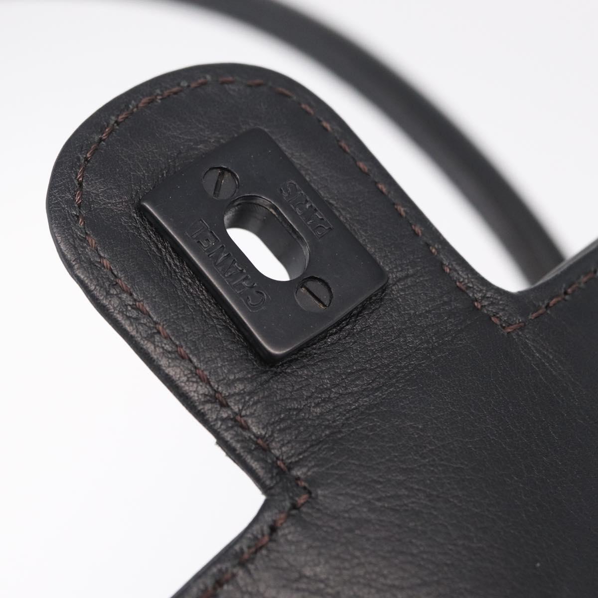 CHANEL Hand Bag Lamb Skin Black CC Auth 208505SAV