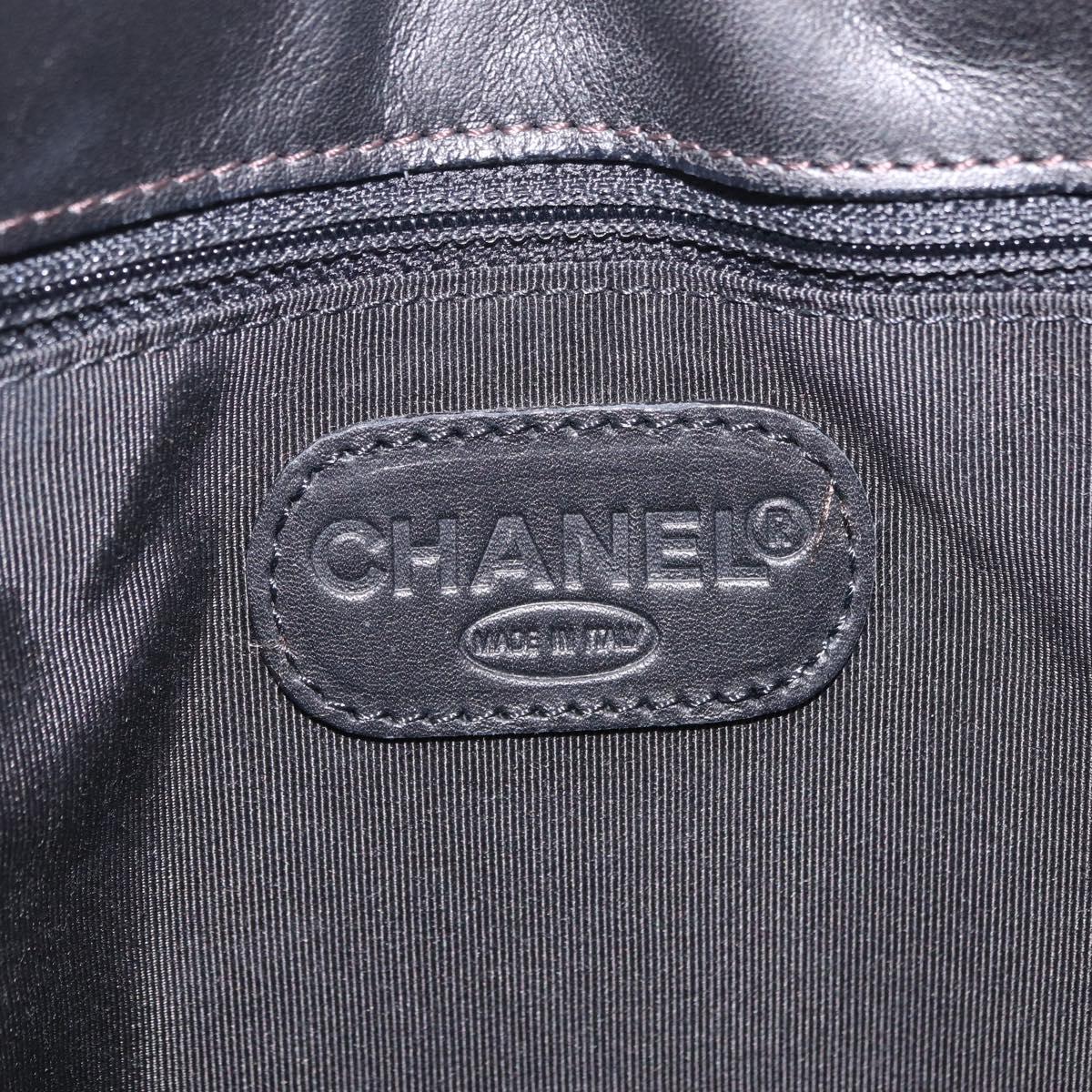 CHANEL Hand Bag Lamb Skin Black CC Auth 208505SAV