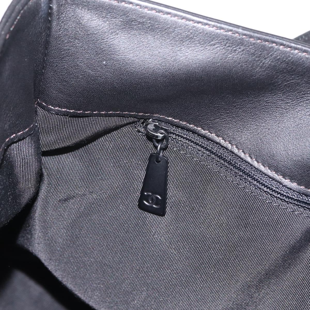 CHANEL Hand Bag Lamb Skin Black CC Auth 208505SAV