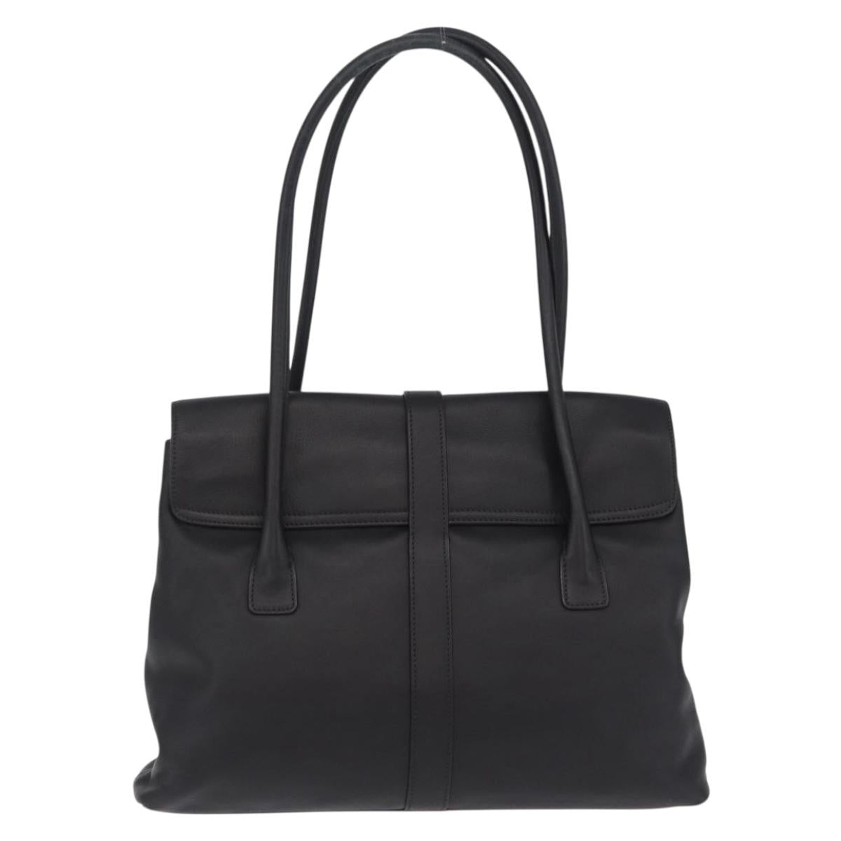 CHANEL Hand Bag Lamb Skin Black CC Auth 208505SAV