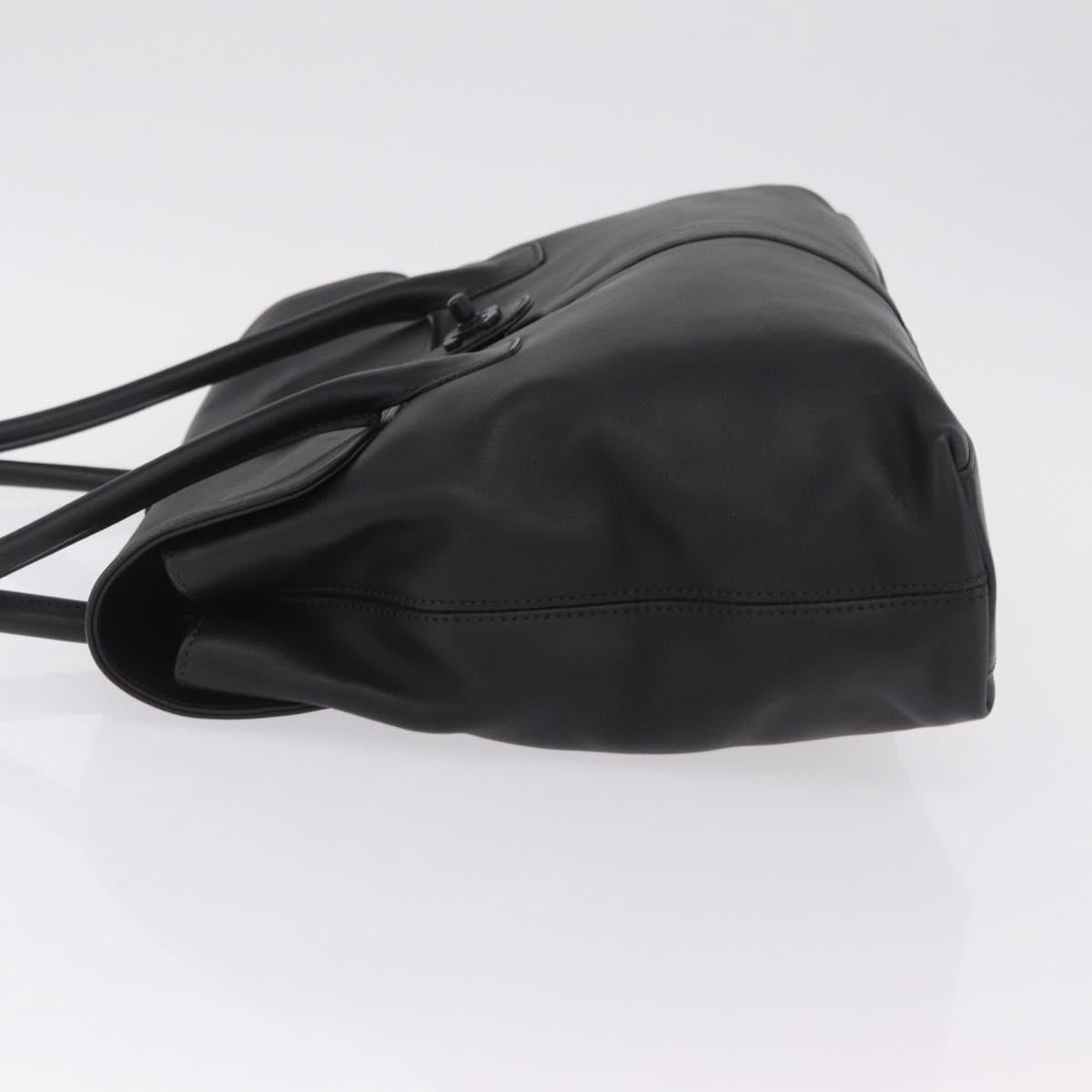 CHANEL Hand Bag Lamb Skin Black CC Auth 208505SAV