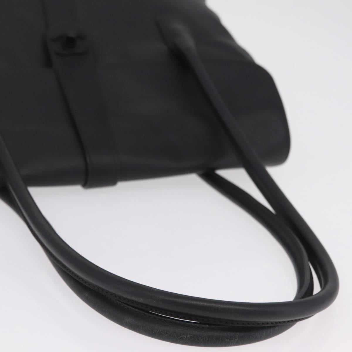 CHANEL Hand Bag Lamb Skin Black CC Auth 208505SAV