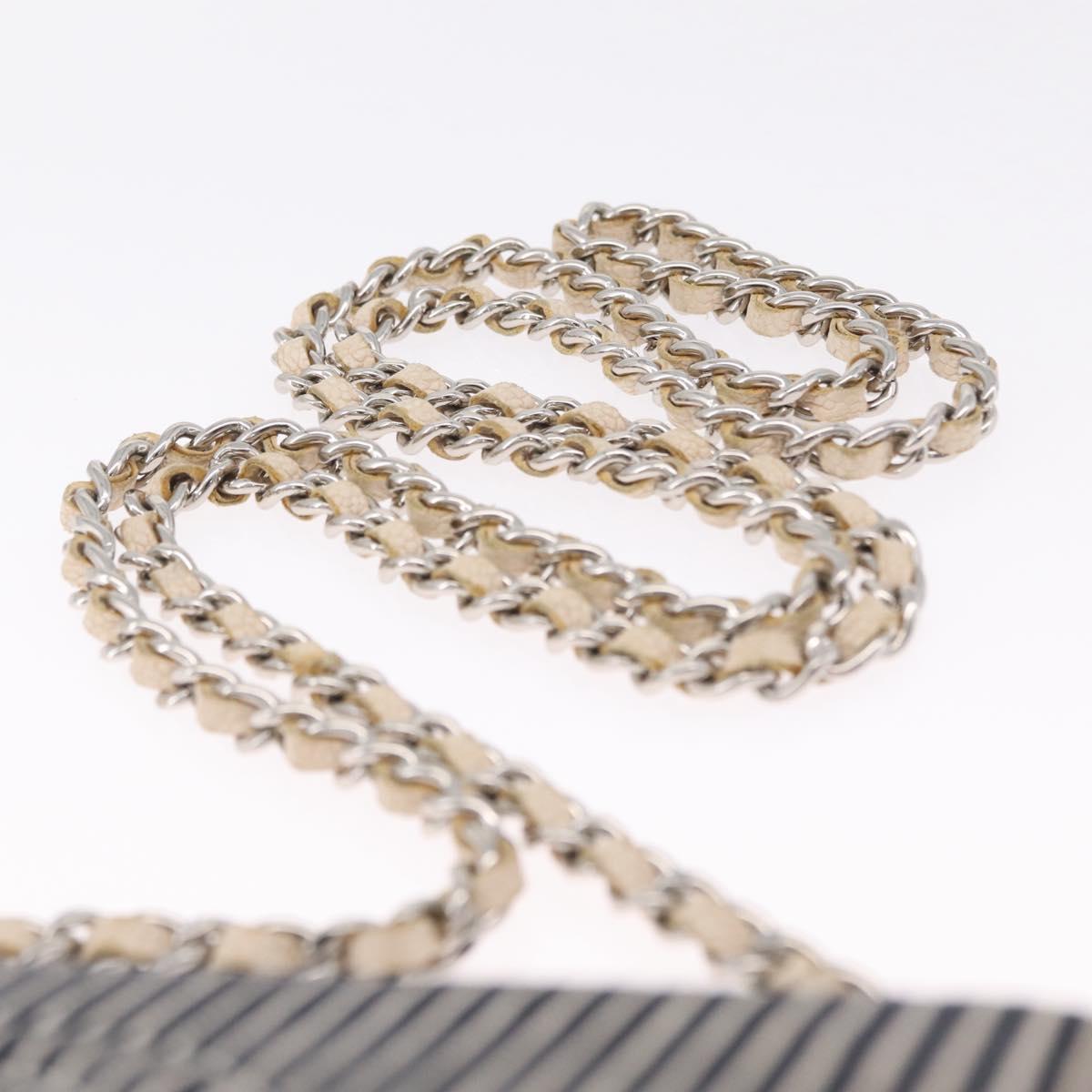 CHANEL Chain Shoulder Bag Canvas Navy Silver CC Auth 208513A