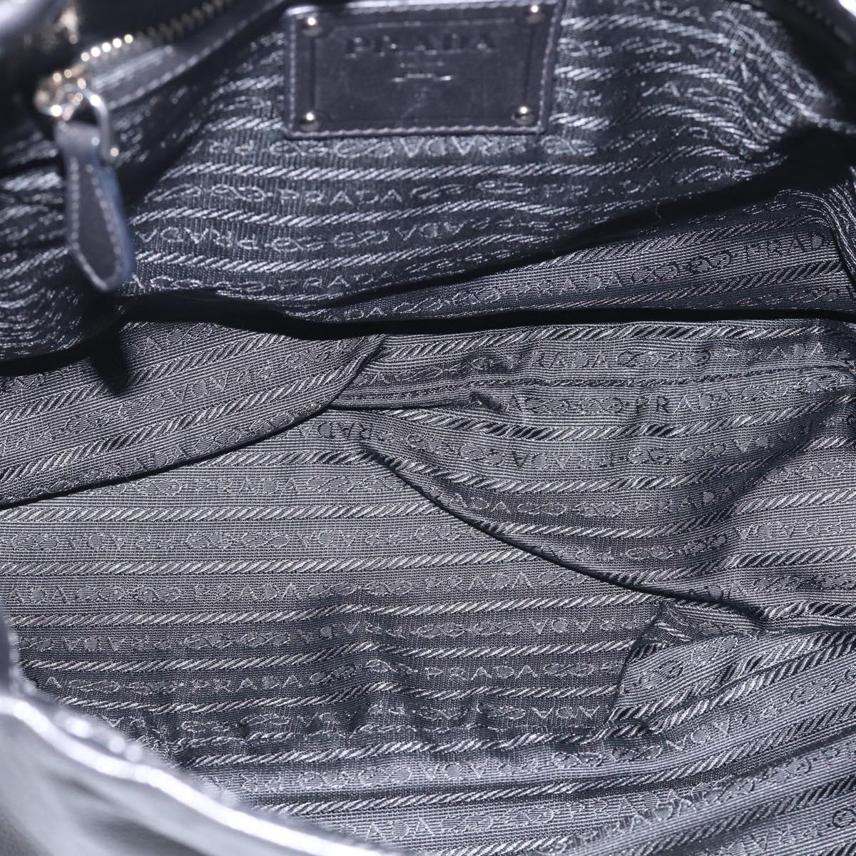 PRADA Shoulder Bag Leather Black Silver Auth 208520V