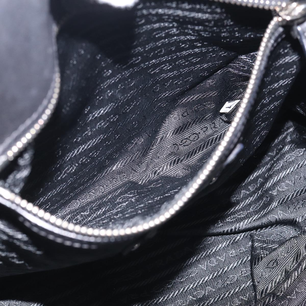 PRADA Shoulder Bag Leather Black Silver Auth 208520V