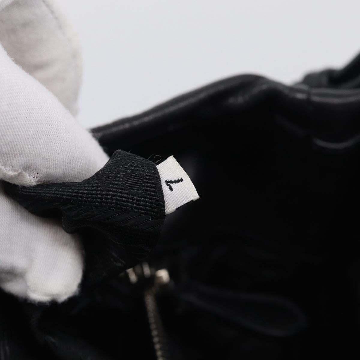 PRADA Shoulder Bag Leather Black Silver Auth 208520V