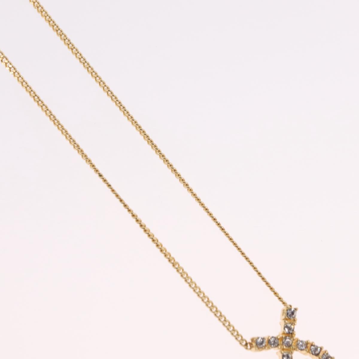 Christian Dior Necklace Metal Gold Tone Auth 208529V