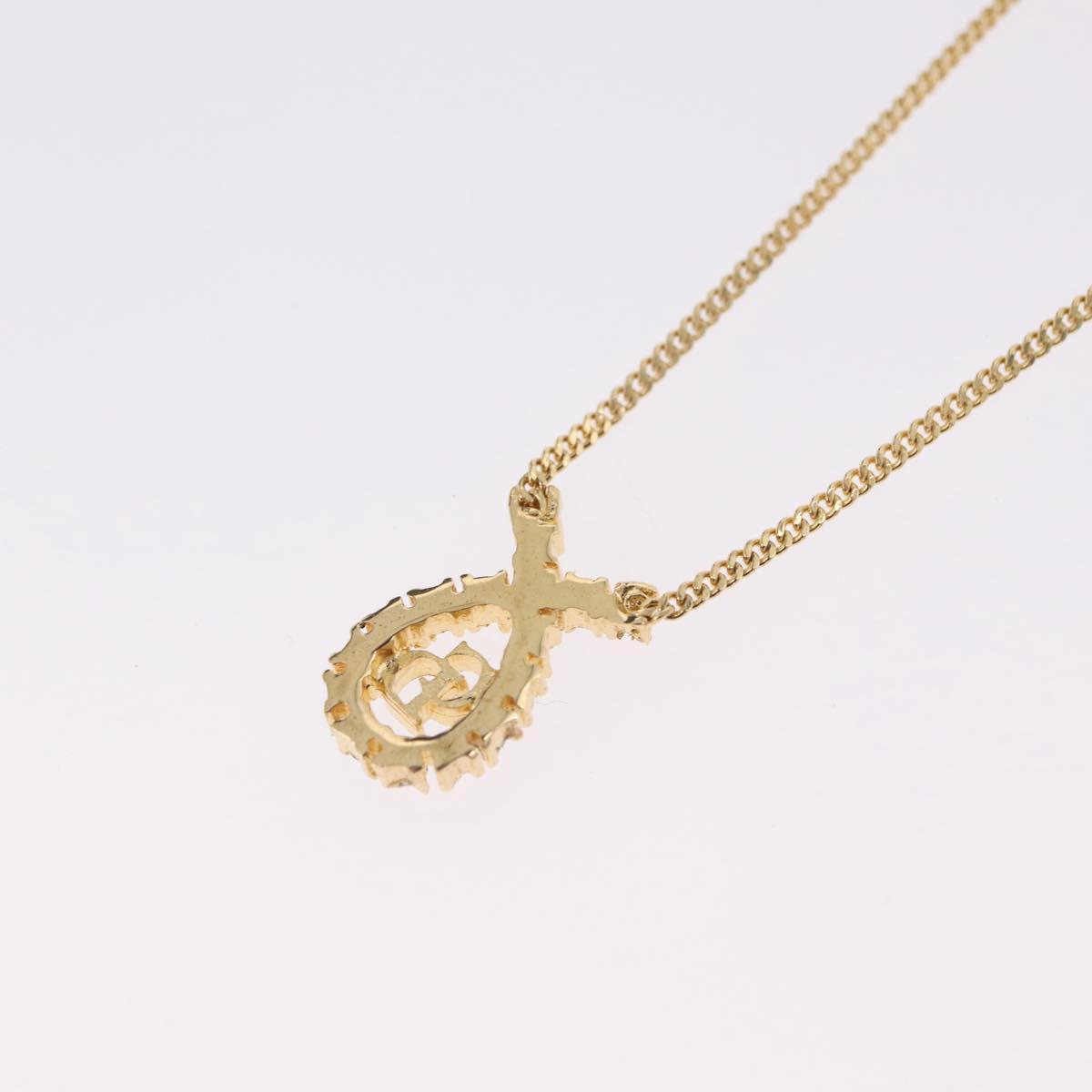 Christian Dior Necklace Metal Gold Tone Auth 208529V