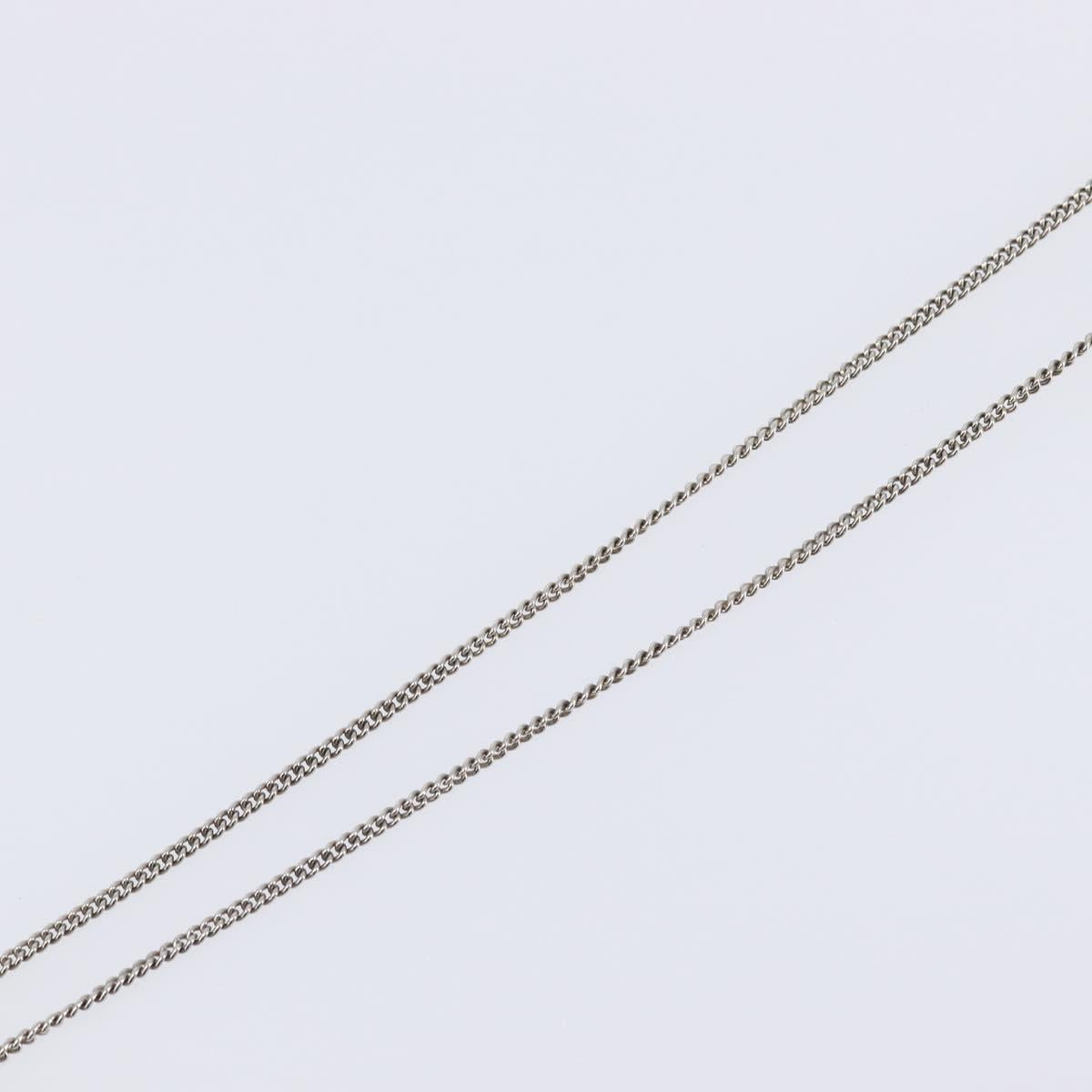 CHANEL COCO Mark Necklace Metal Silver CC Auth 208536M