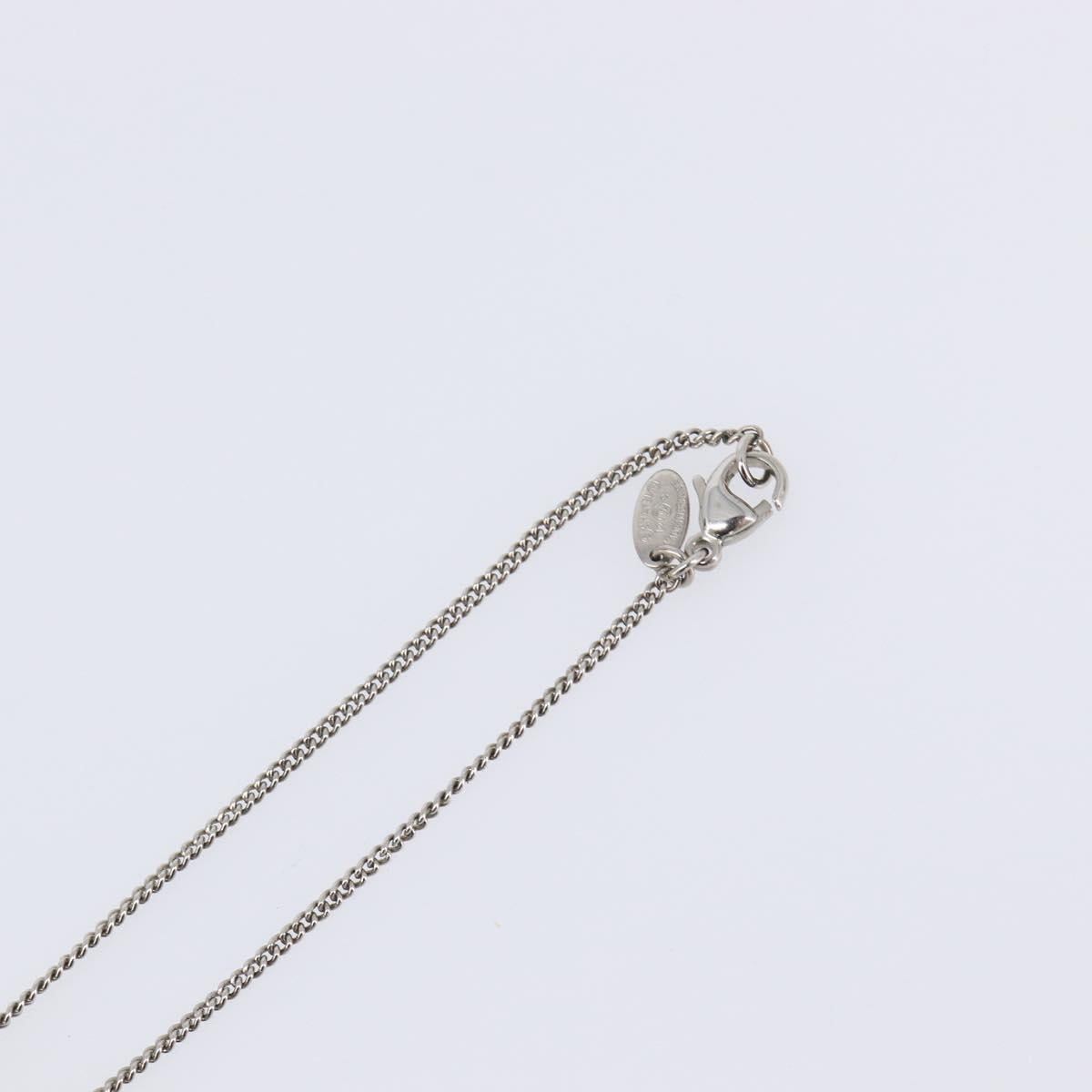 CHANEL COCO Mark Necklace Metal Silver CC Auth 208536M