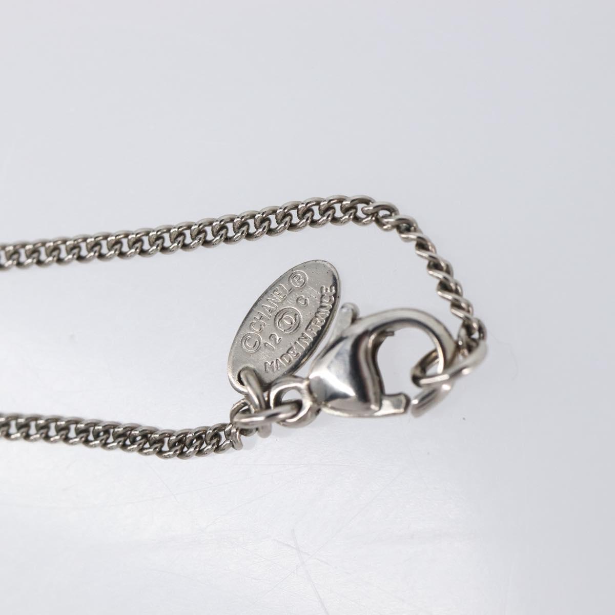 CHANEL COCO Mark Necklace Metal Silver CC Auth 208536M