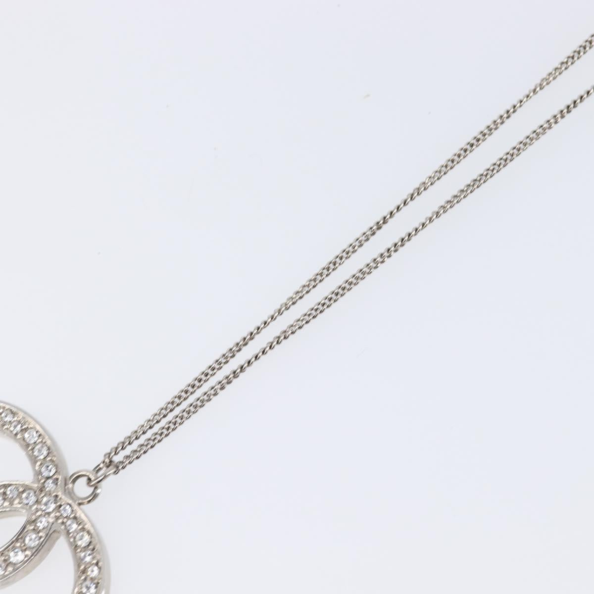 CHANEL COCO Mark Necklace Metal Silver CC Auth 208536M