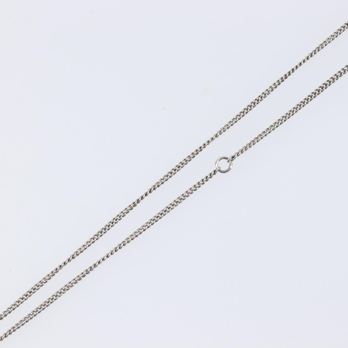 CHANEL COCO Mark Necklace Metal Silver CC Auth 208536M