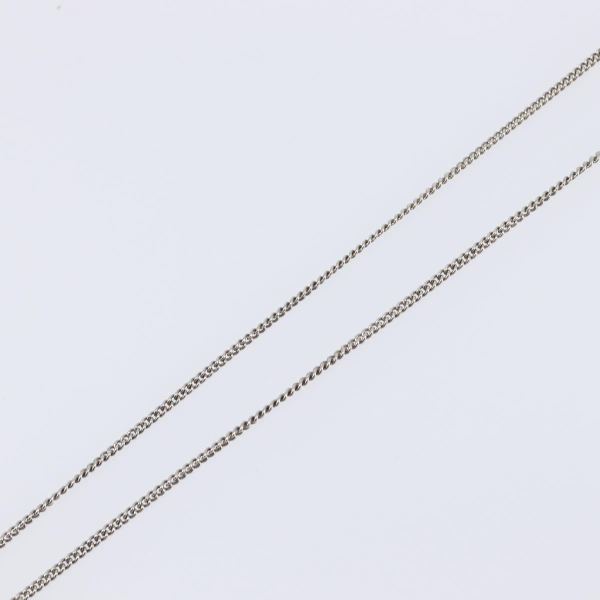 CHANEL COCO Mark Necklace Metal Silver CC Auth 208536M