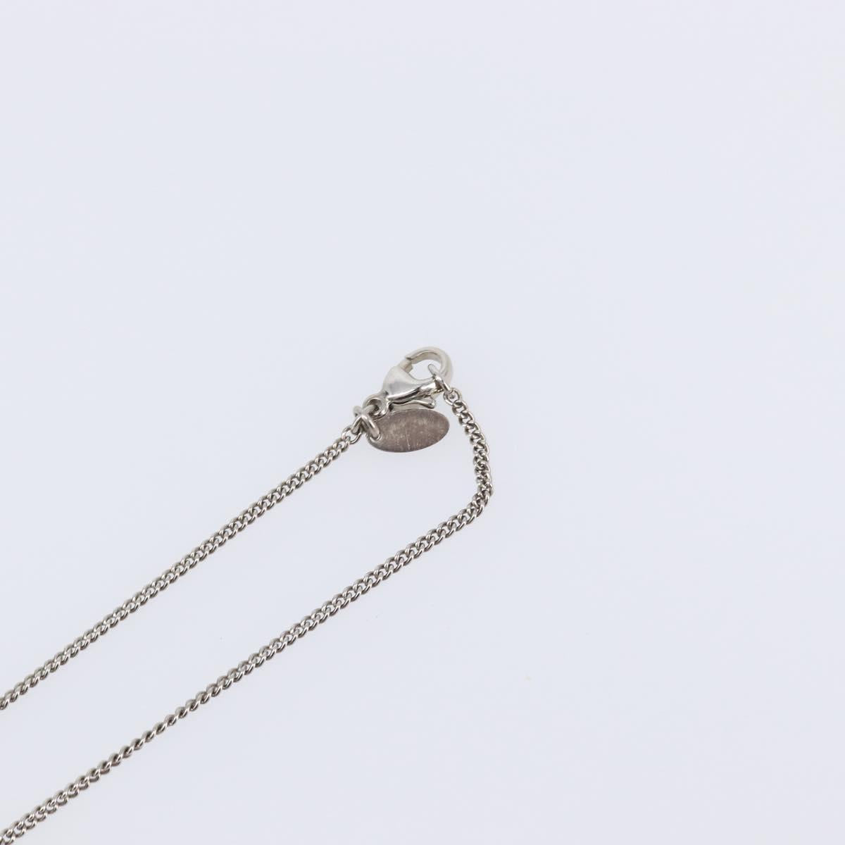 CHANEL COCO Mark Necklace Metal Silver CC Auth 208536M