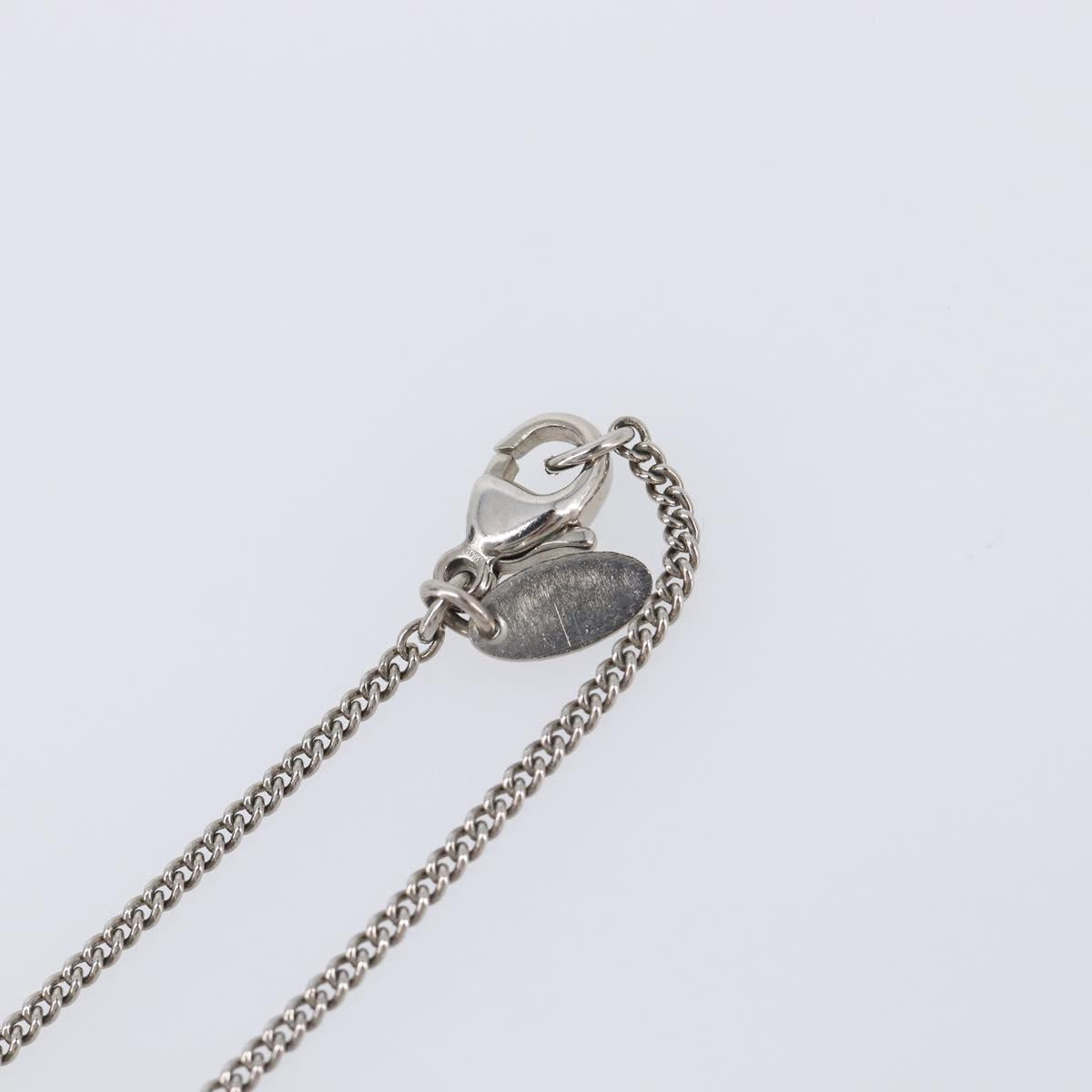 CHANEL COCO Mark Necklace Metal Silver CC Auth 208536M