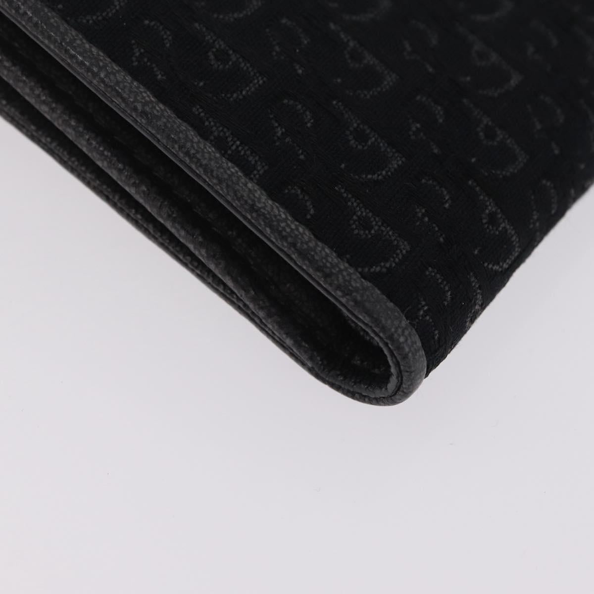 Christian Dior Trotter Canvas Wallet Black Silver Auth 208541V