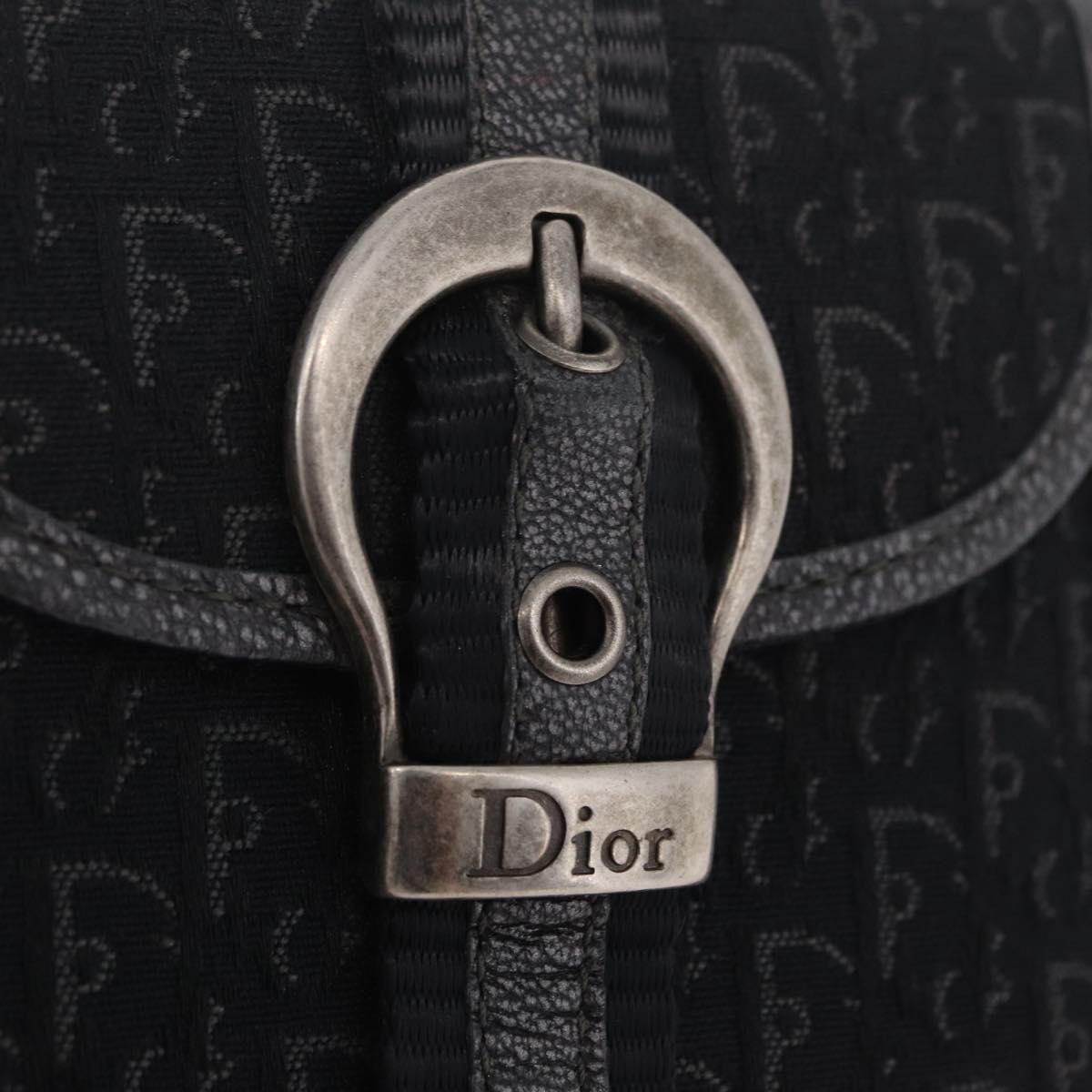 Christian Dior Trotter Canvas Wallet Black Silver Auth 208541V