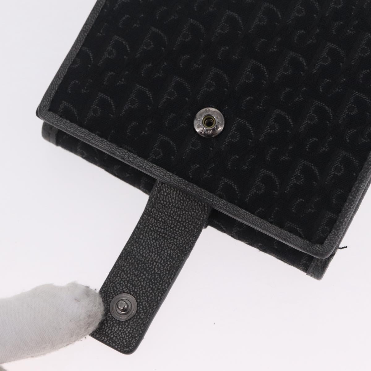 Christian Dior Trotter Canvas Wallet Black Silver Auth 208541V