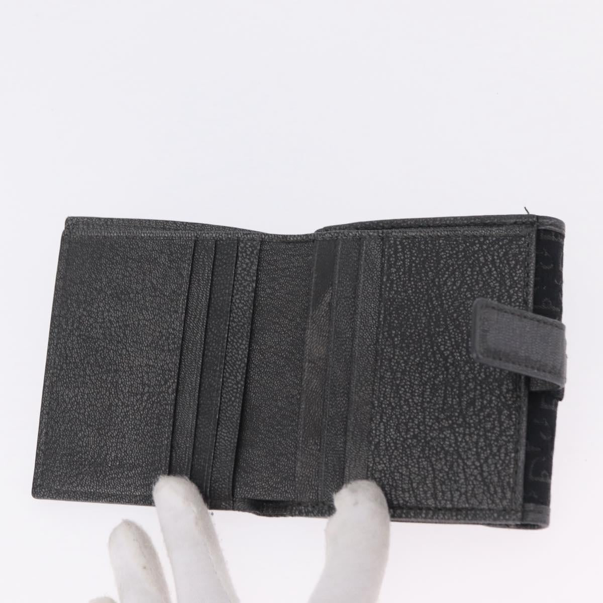 Christian Dior Trotter Canvas Wallet Black Silver Auth 208541V