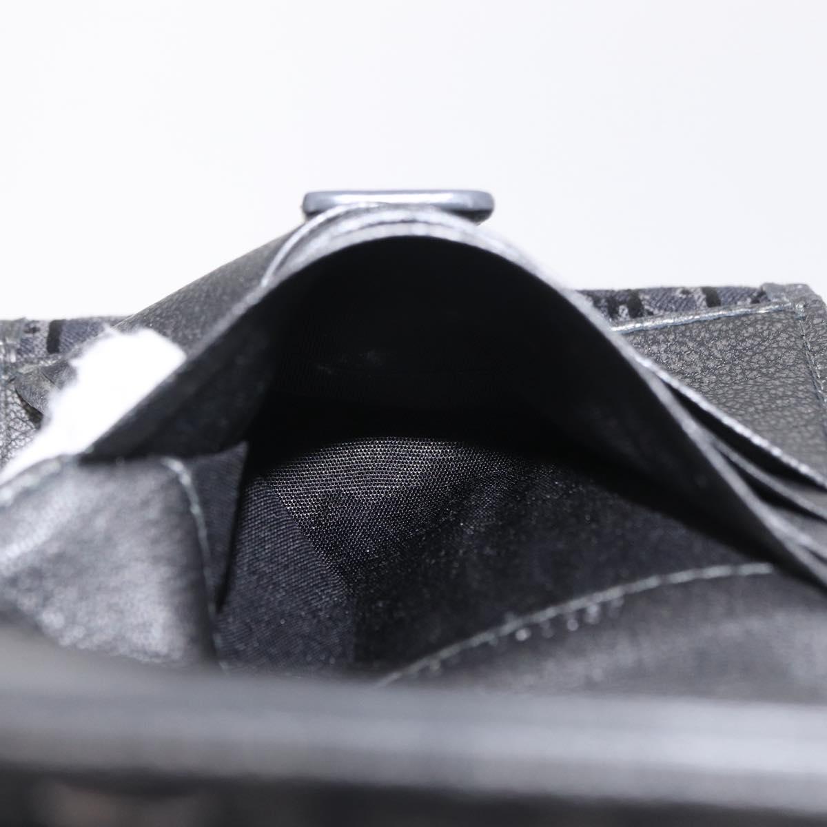Christian Dior Trotter Canvas Wallet Black Silver Auth 208541V