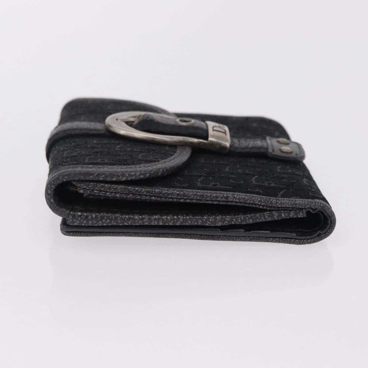 Christian Dior Trotter Canvas Wallet Black Silver Auth 208541V