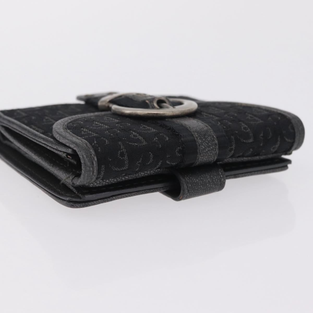 Christian Dior Trotter Canvas Wallet Black Silver Auth 208541V
