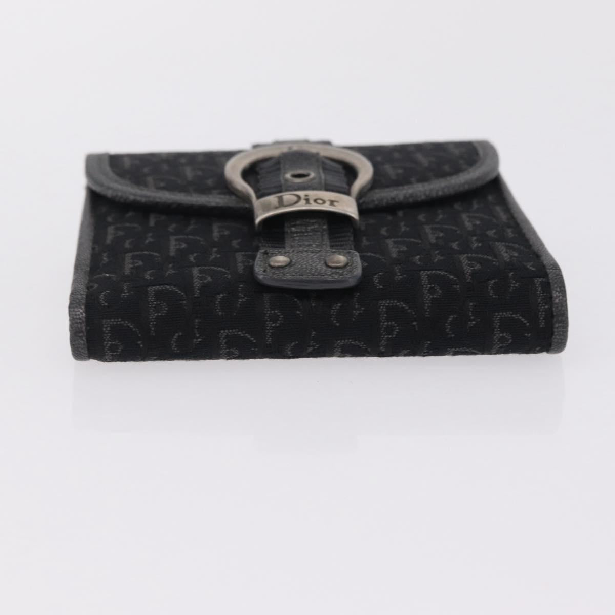 Christian Dior Trotter Canvas Wallet Black Silver Auth 208541V