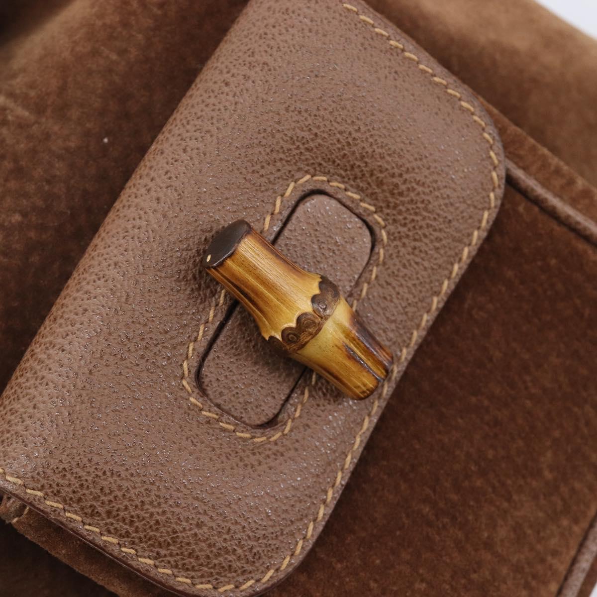 GUCCI Bamboo Backpack Suede Brown Gold Tone 003 1998 0030 Auth 208542