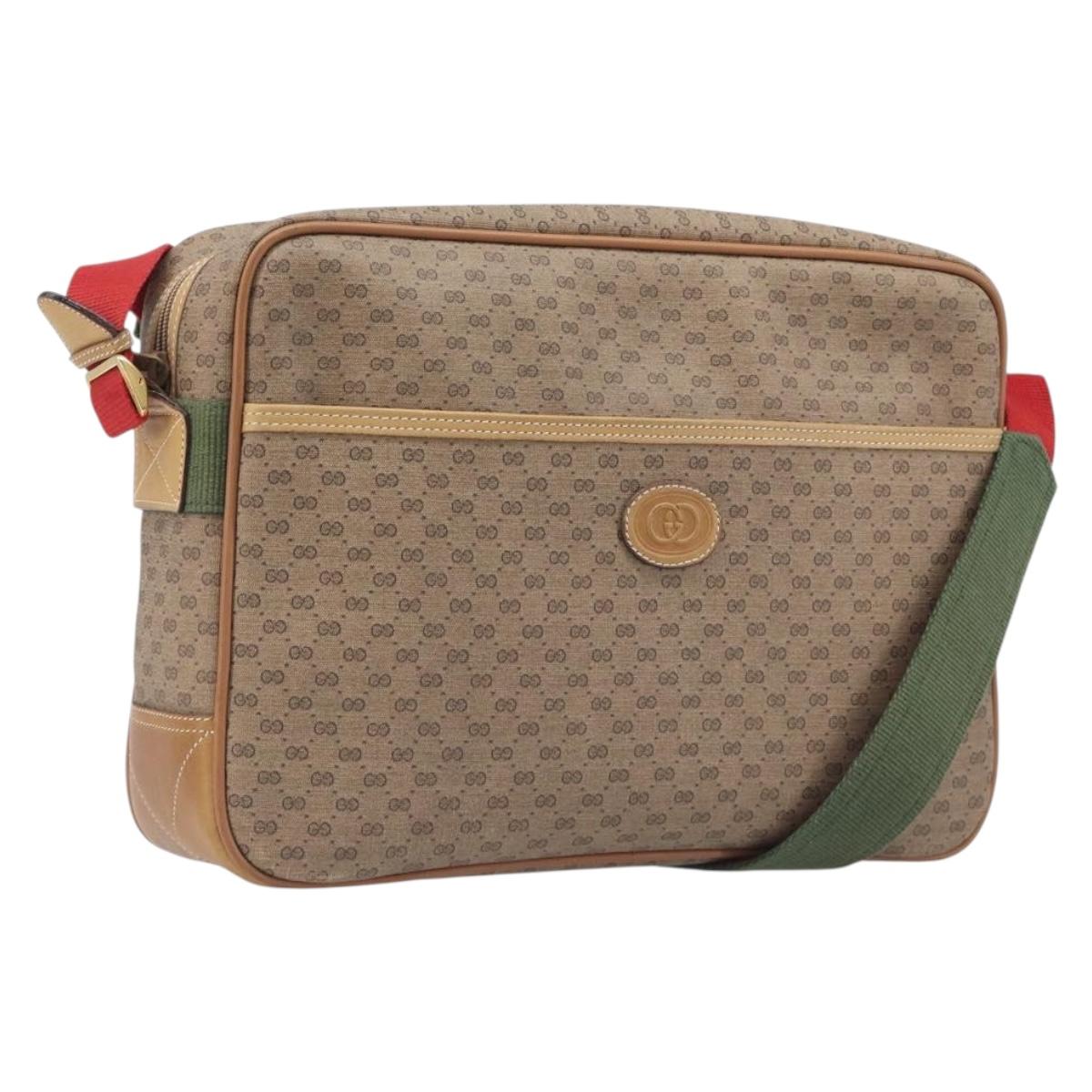 GUCCI Micro GG Web Sherry Line Shoulder Bag PVC Beige 019 43 0107 Auth 208544A