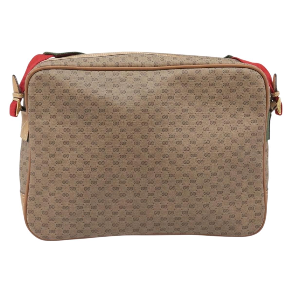 GUCCI Micro GG Web Sherry Line Shoulder Bag PVC Beige 019 43 0107 Auth 208544A