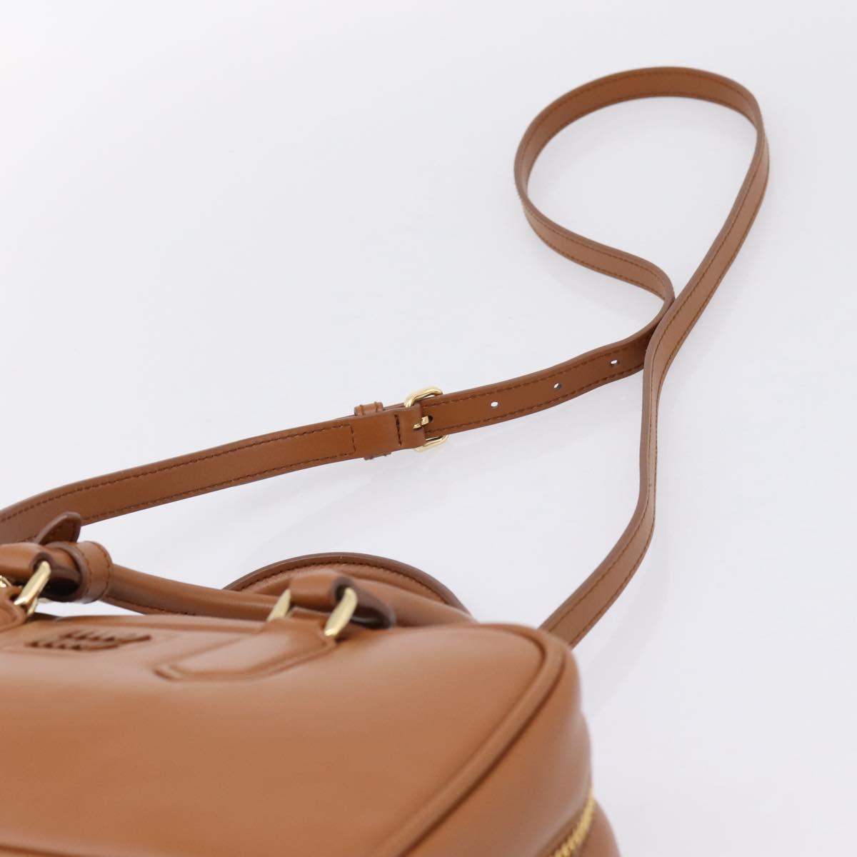 Miu Miu Arkady Hand Bag Leather 2way Brown Gold Auth 208552M