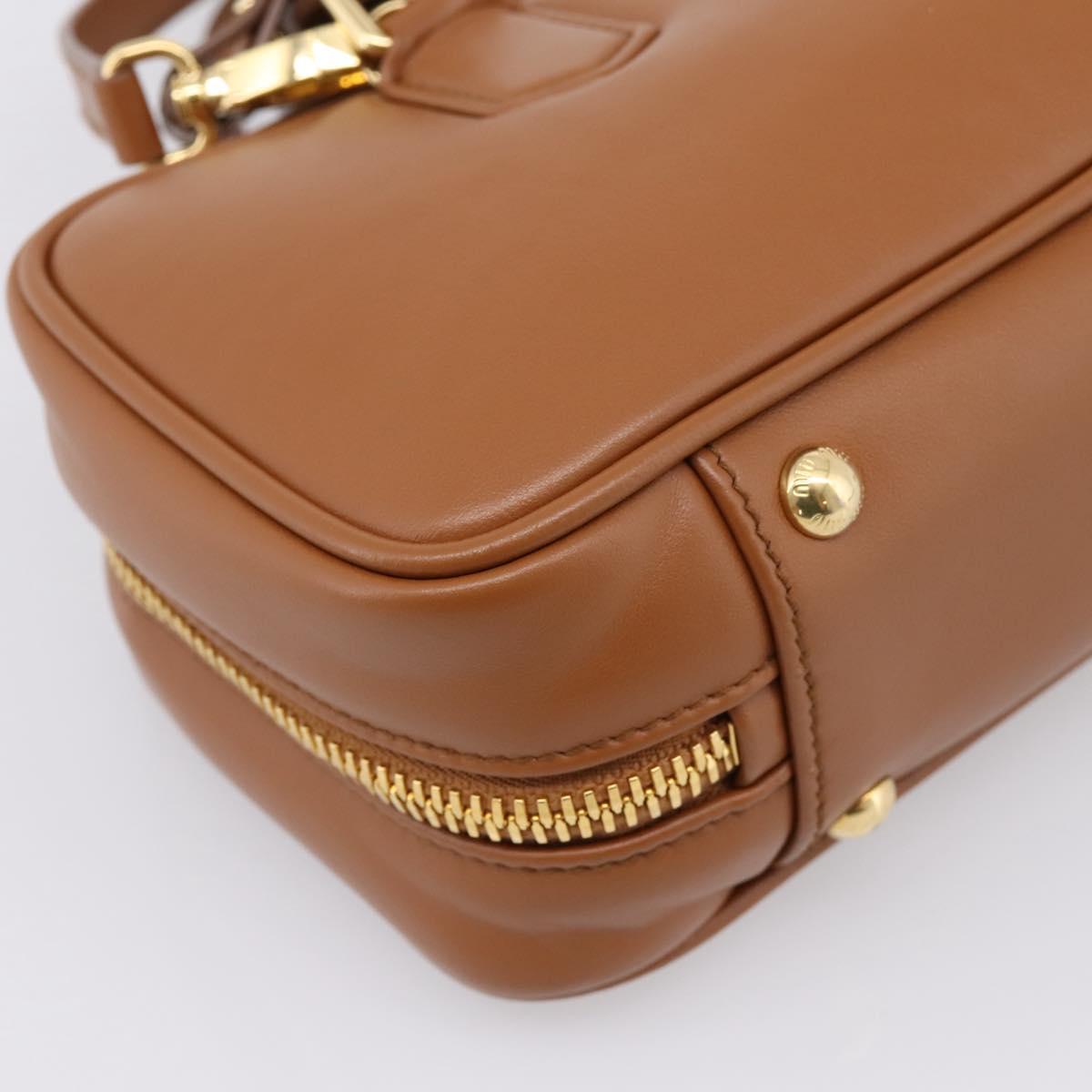 Miu Miu Arkady Hand Bag Leather 2way Brown Gold Auth 208552M