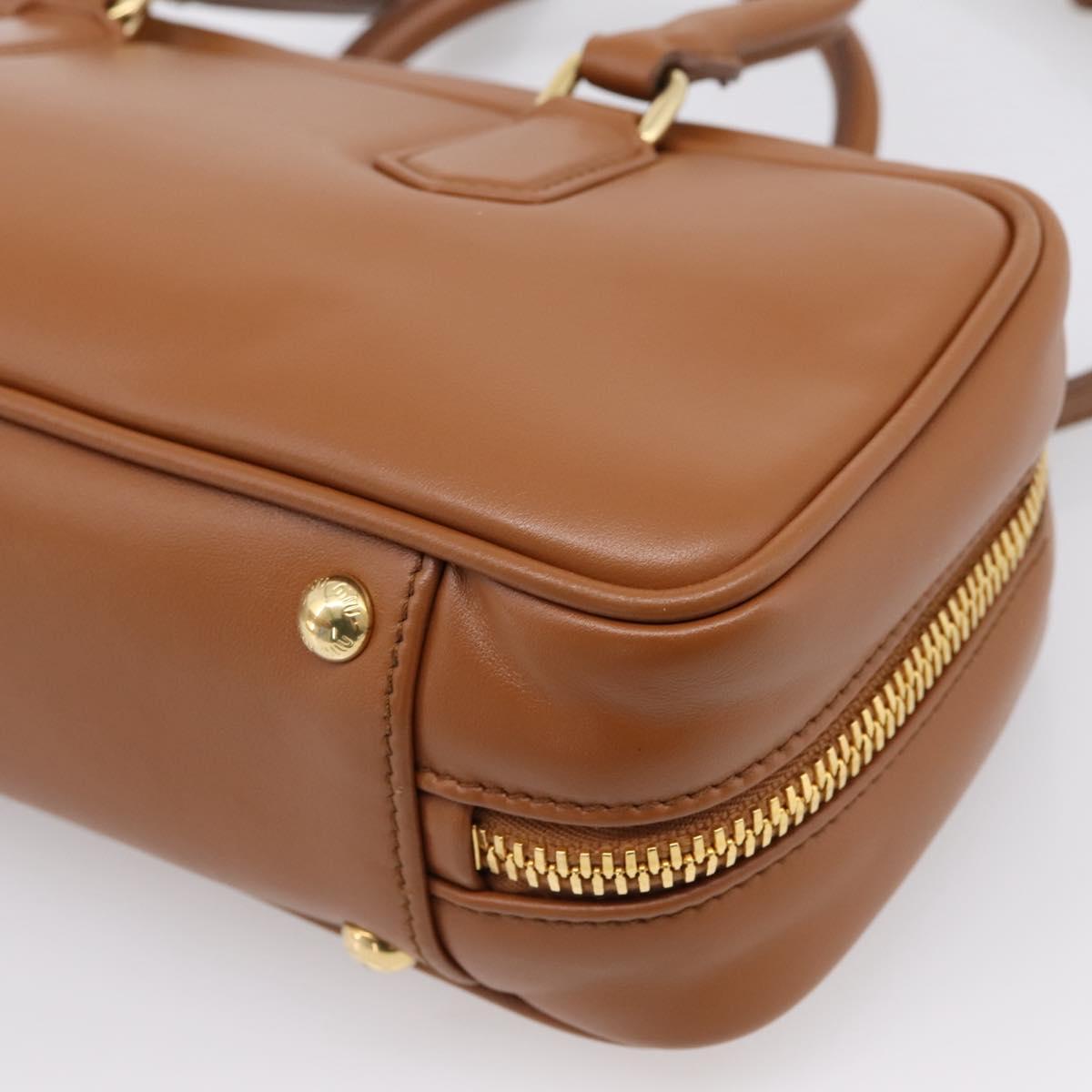 Miu Miu Arkady Hand Bag Leather 2way Brown Gold Auth 208552M