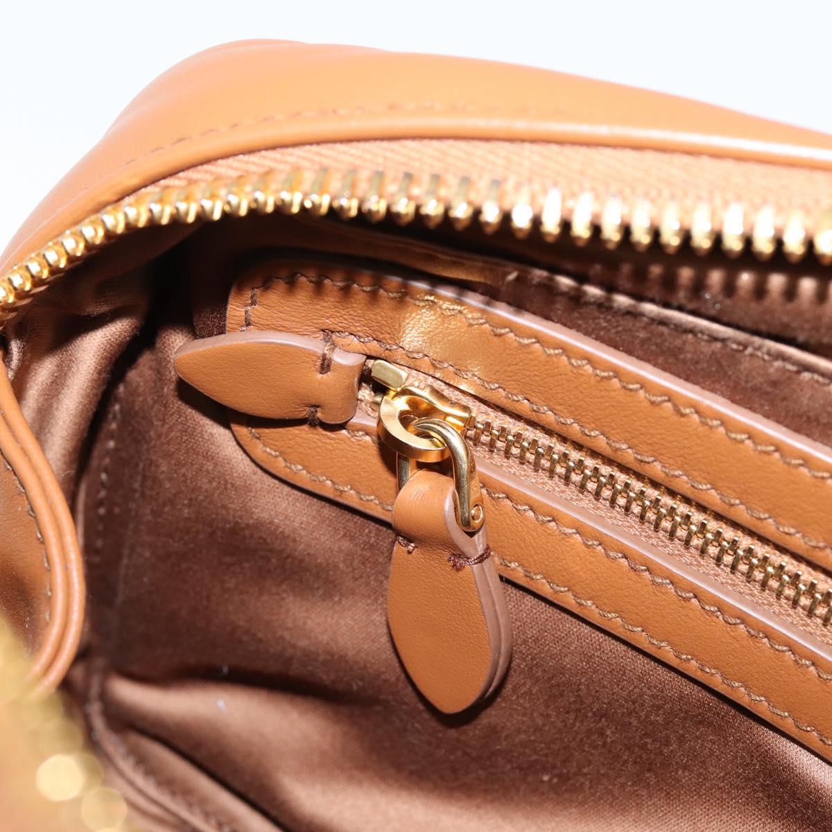 Miu Miu Arkady Hand Bag Leather 2way Brown Gold Auth 208552M
