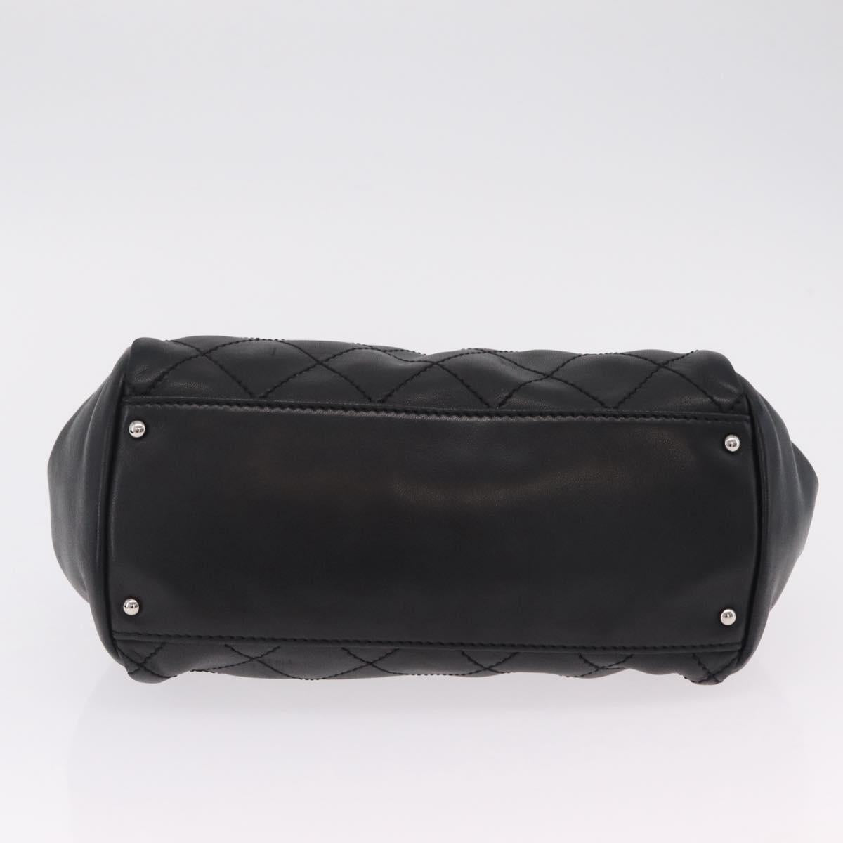 CHANEL Chain Shoulder Bag Lamb Skin Black Silver CC Auth 208559M