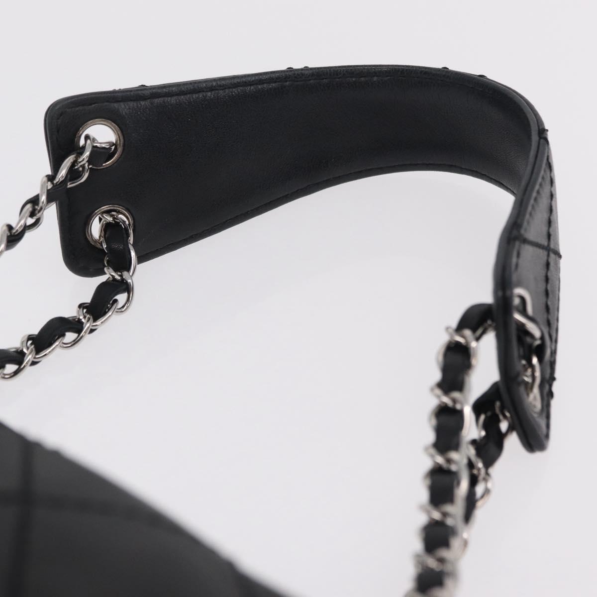CHANEL Chain Shoulder Bag Lamb Skin Black Silver CC Auth 208559M