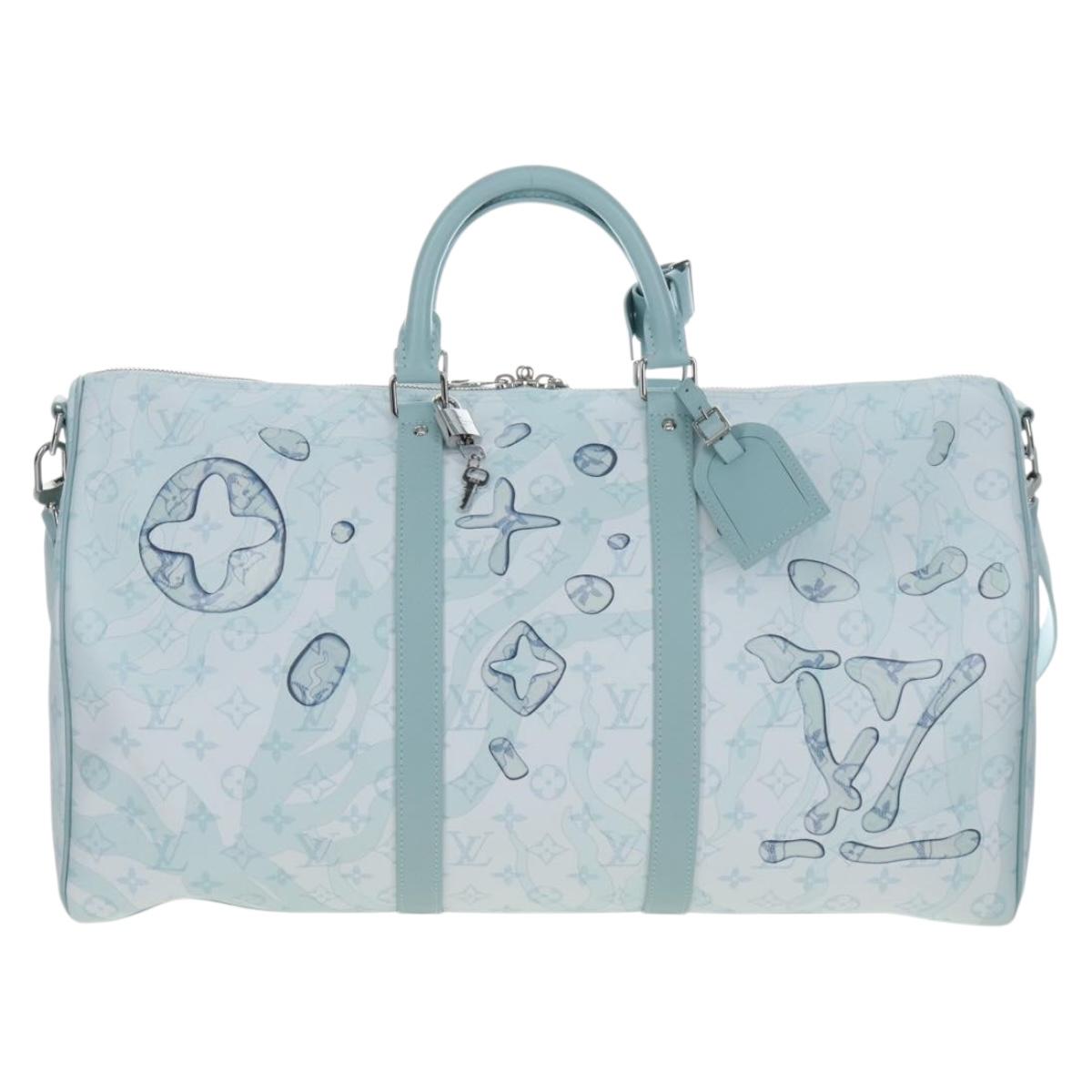 LOUIS VUITTON Aqua Garden Keepall Bandouliere 50 Bag M22570 LV Auth 208560SM