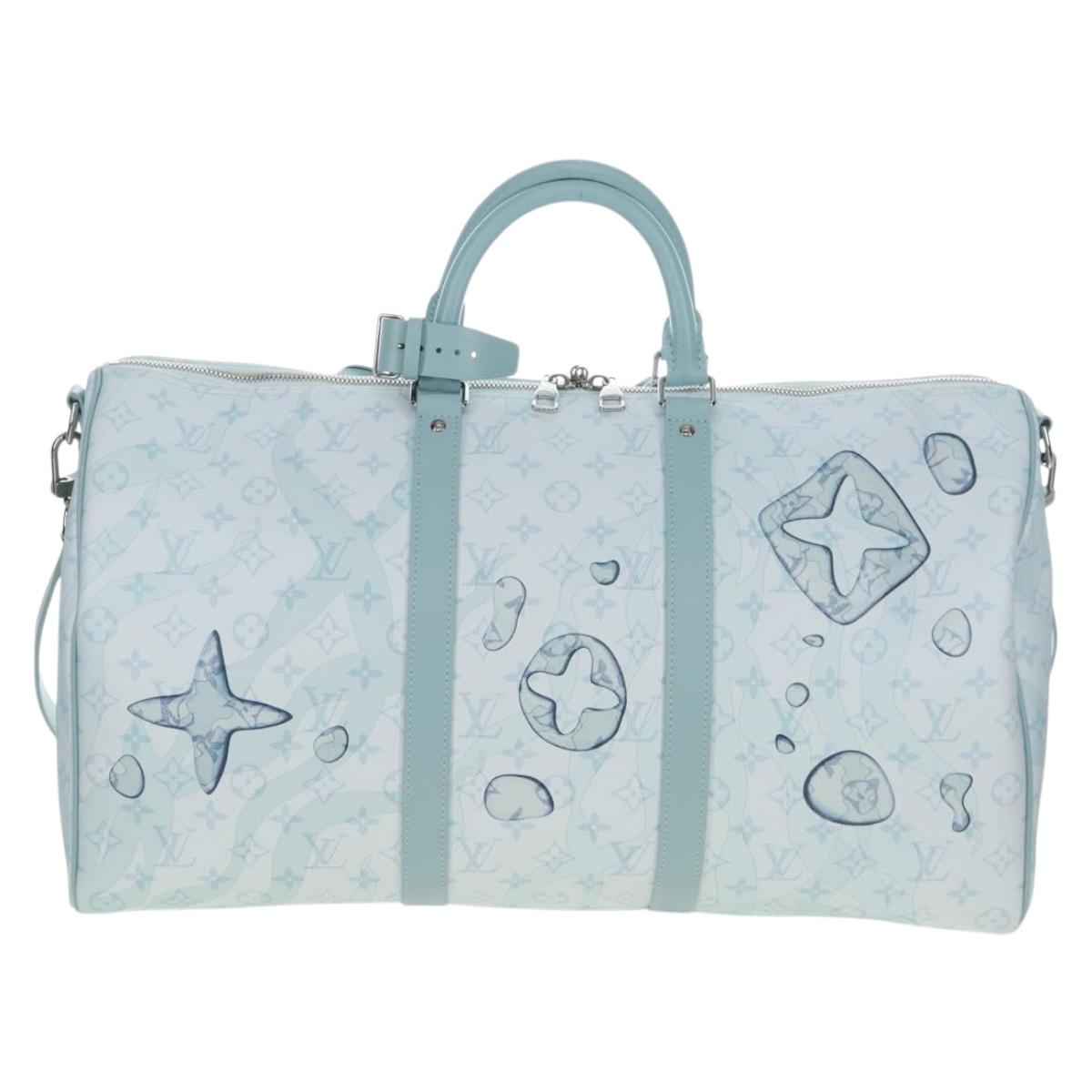 LOUIS VUITTON Aqua Garden Keepall Bandouliere 50 Bag M22570 LV Auth 208560SM