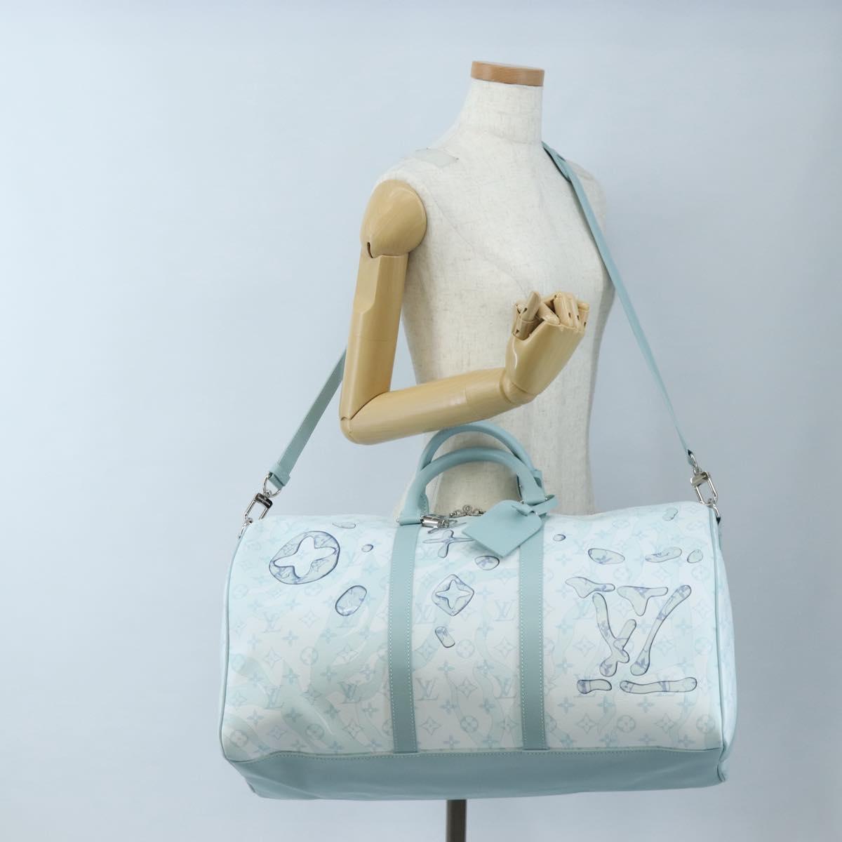 LOUIS VUITTON Aqua Garden Keepall Bandouliere 50 Bag M22570 LV Auth 208560SM