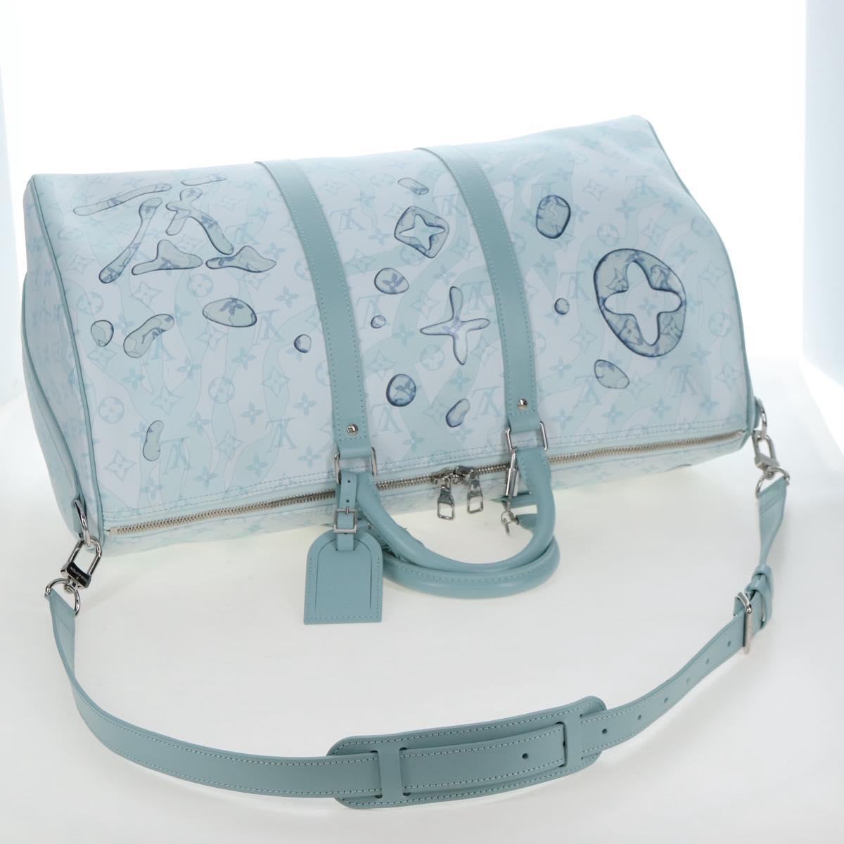 LOUIS VUITTON Aqua Garden Keepall Bandouliere 50 Bag M22570 LV Auth 208560SM