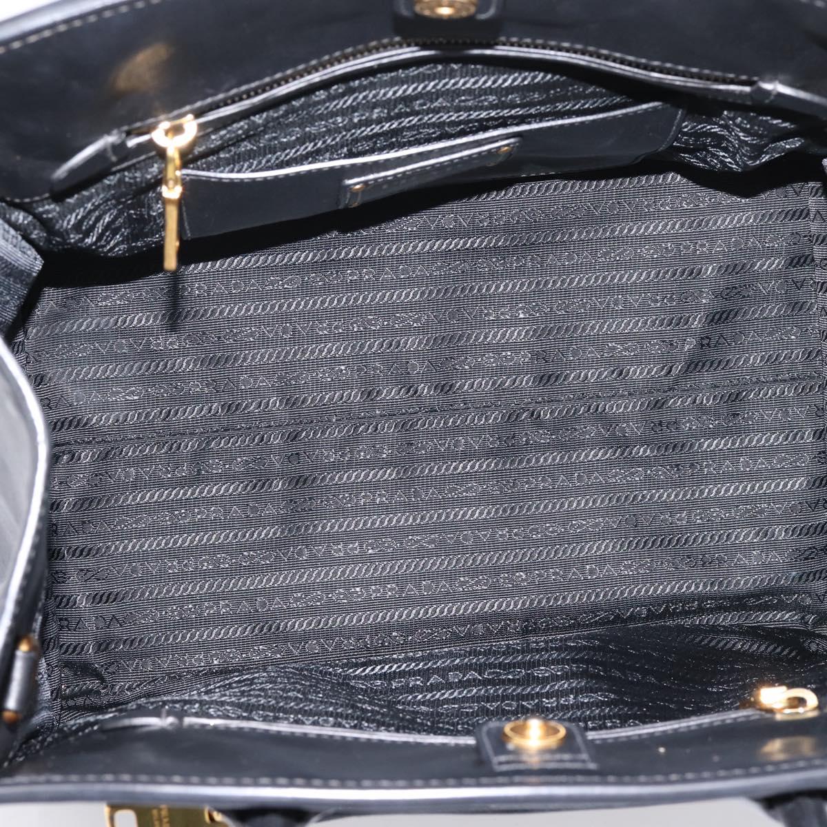 PRADA Hand Bag Leather Black Gold Auth 208562V