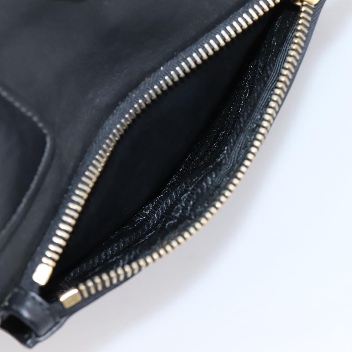 PRADA Hand Bag Leather Black Gold Auth 208562V