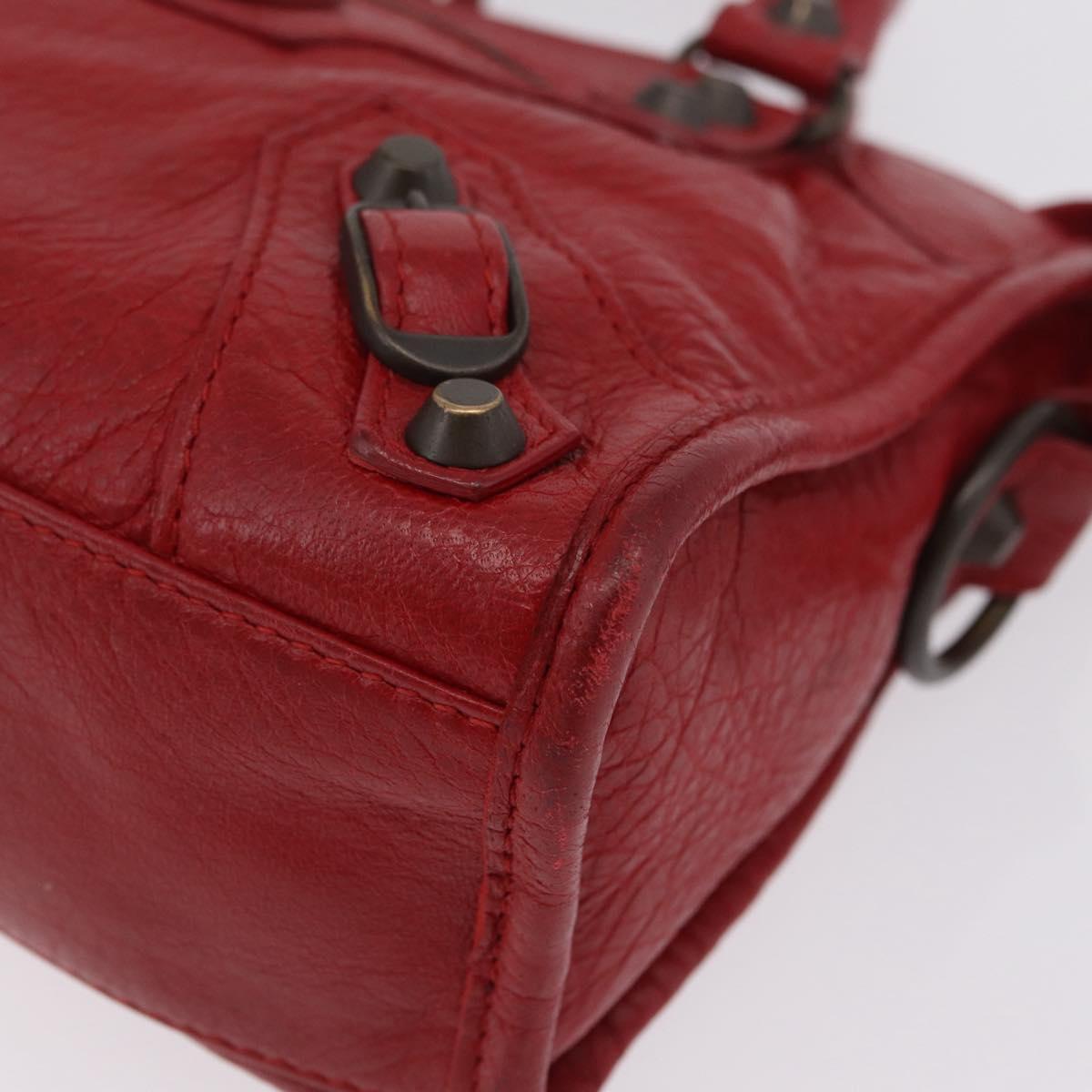 Balenciaga Mini City Hand Bag Leather Red 300295 Auth 208564V