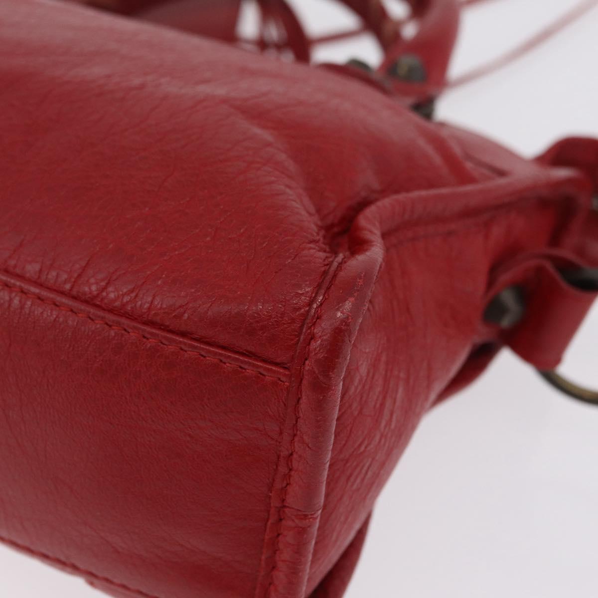 Balenciaga Mini City Hand Bag Leather Red 300295 Auth 208564V