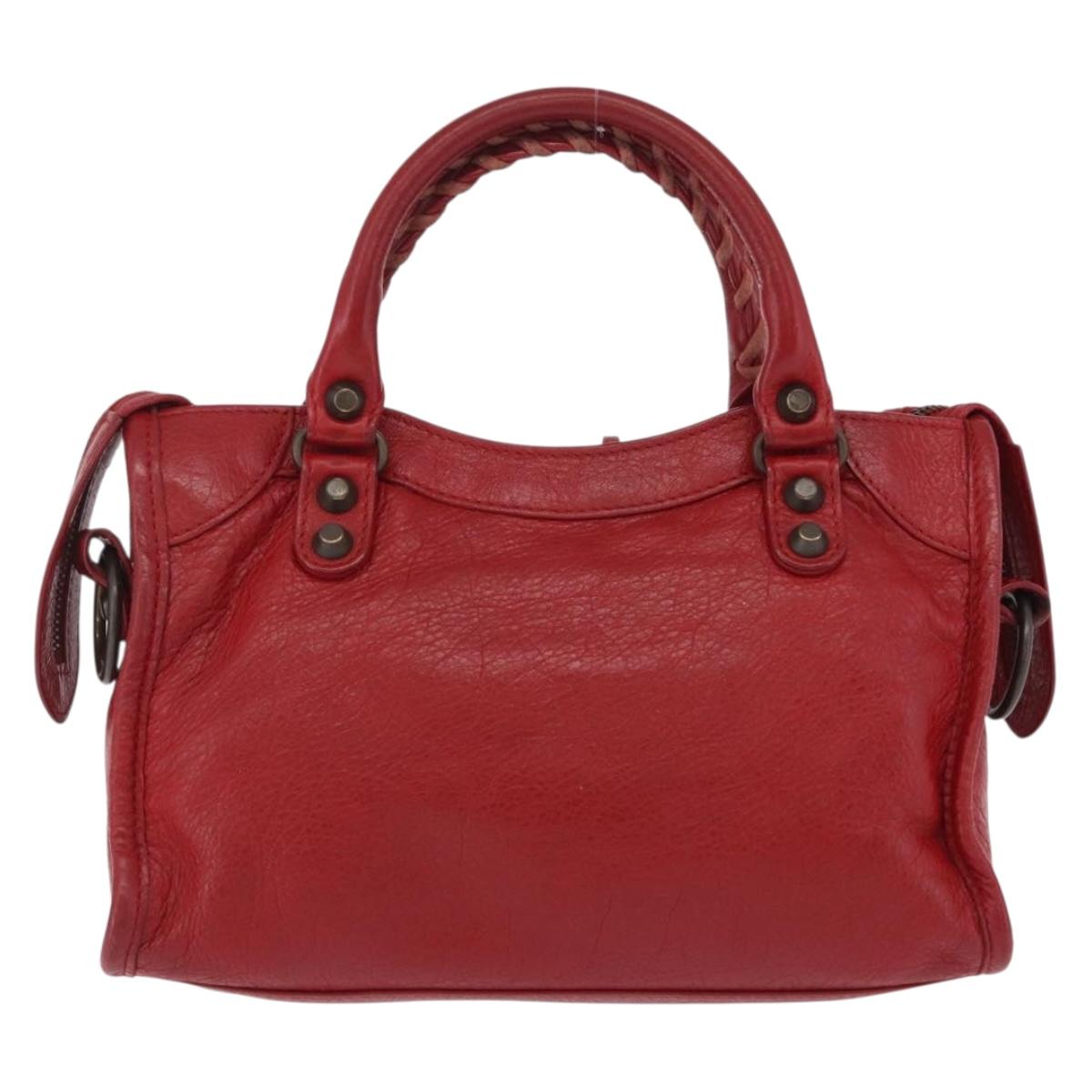 Balenciaga Mini City Hand Bag Leather Red 300295 Auth 208564V
