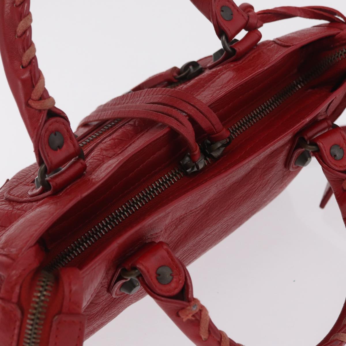 Balenciaga Mini City Hand Bag Leather Red 300295 Auth 208564V