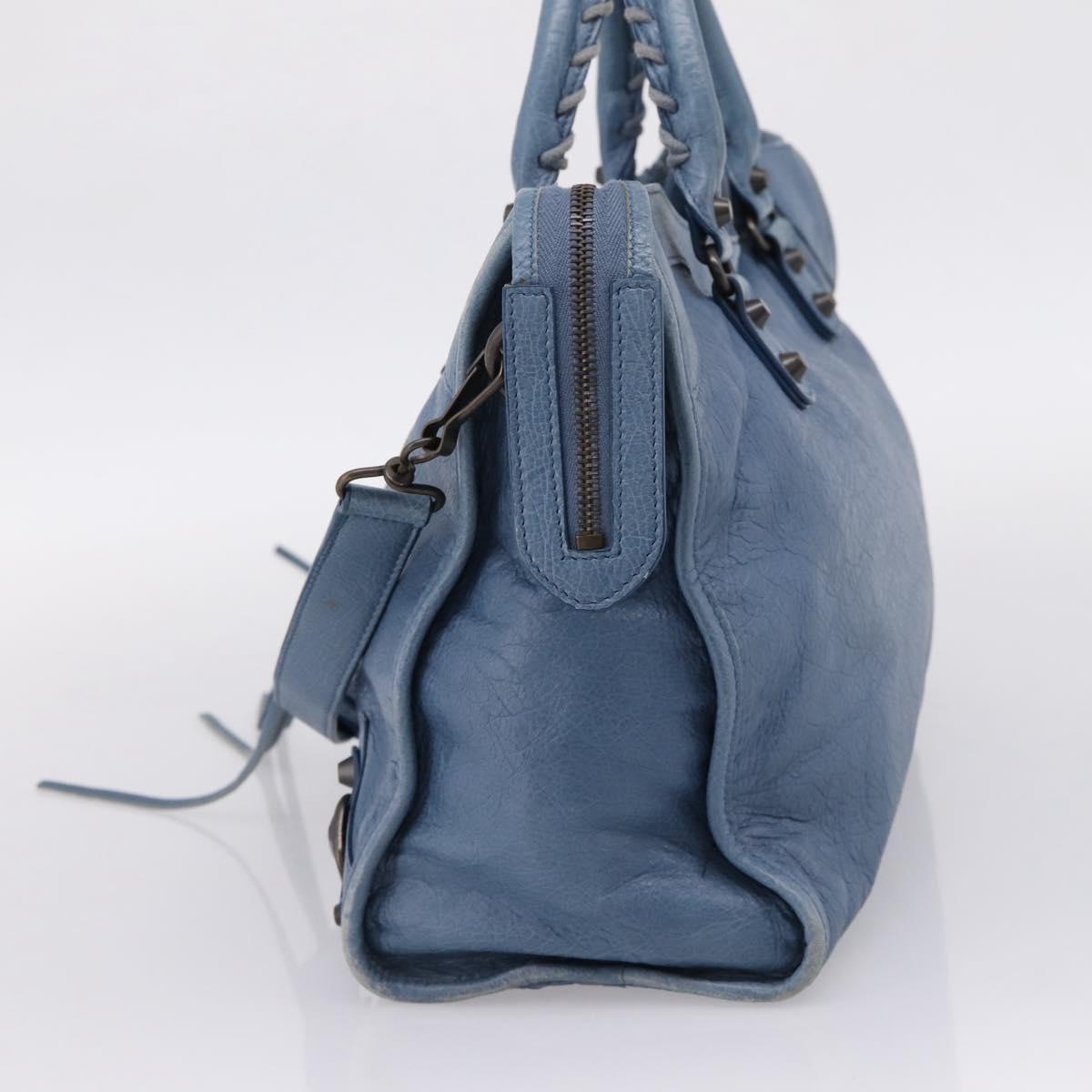Balenciaga The City Hand Bag Leather 2way Blue 115748 Auth 208567V