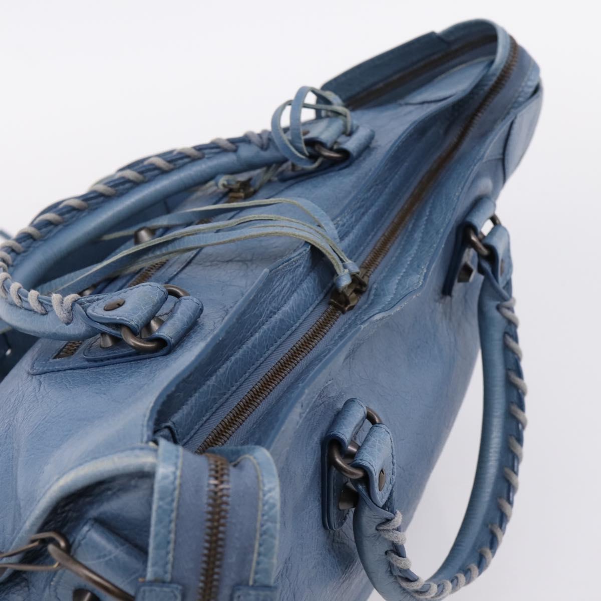 Balenciaga The City Hand Bag Leather 2way Blue 115748 Auth 208567V