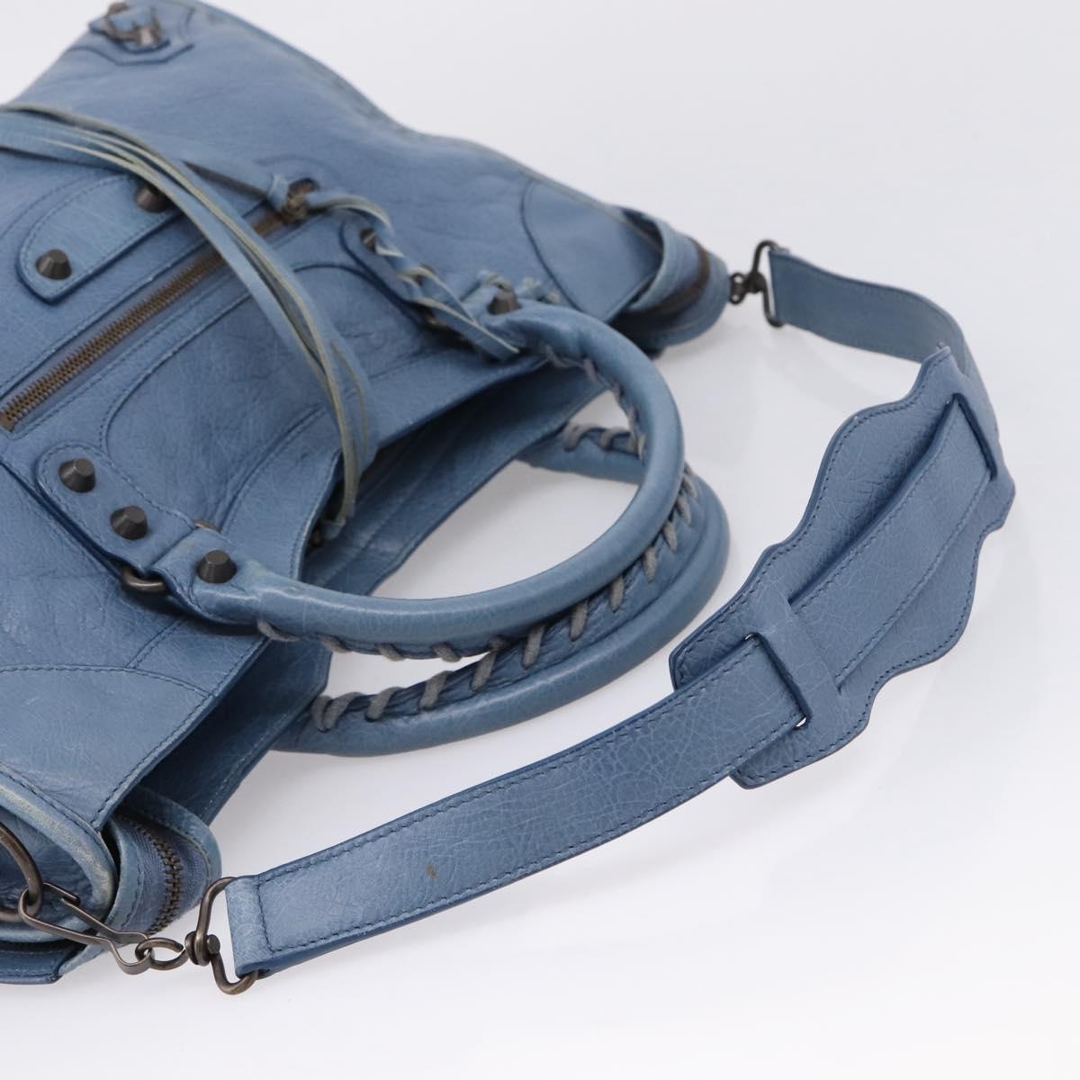 Balenciaga The City Hand Bag Leather 2way Blue 115748 Auth 208567V